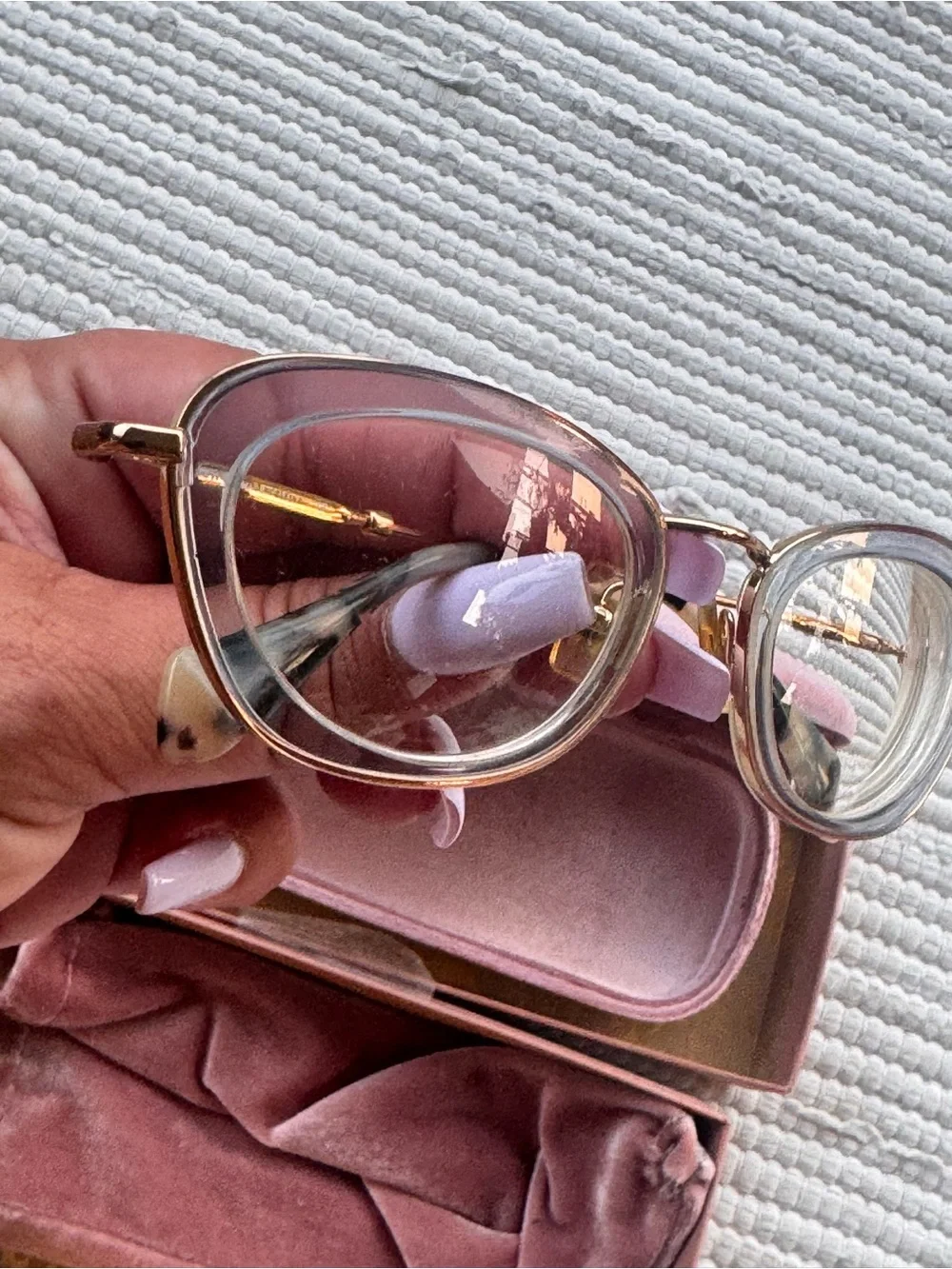 Miu Miu VMU52N Cat Eye Eyeglasses Pastel Purple / Gold Italy Full Set Case